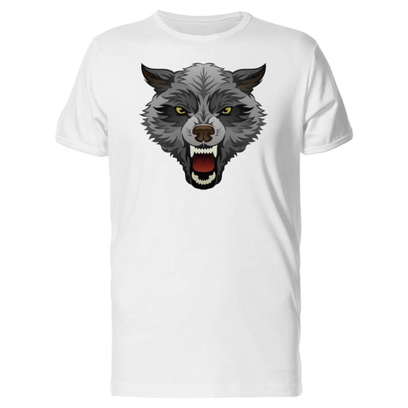 Angry Wolf Head Illustration T-Shirt Men -Image by Shutterstock, Male Small