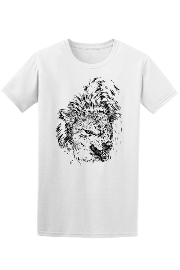 Angry Wolf Sketch T-Shirt Men -Image by Shutterstock, Male Medium