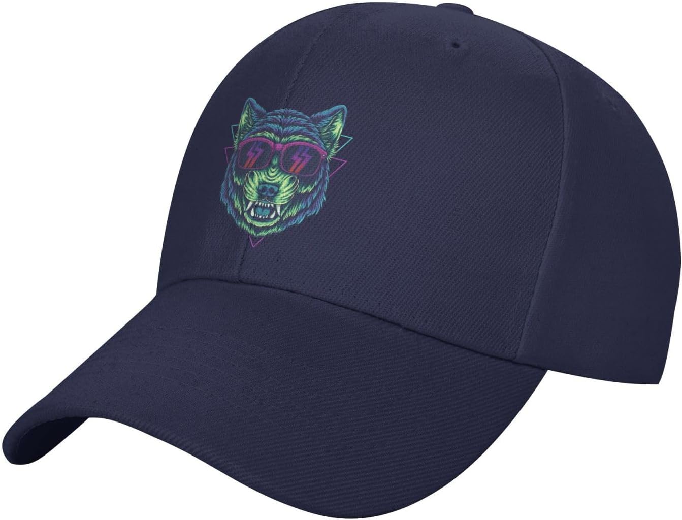 Angry Wolf Wearing Glasses Baseball Cap for Men Women Adjustable