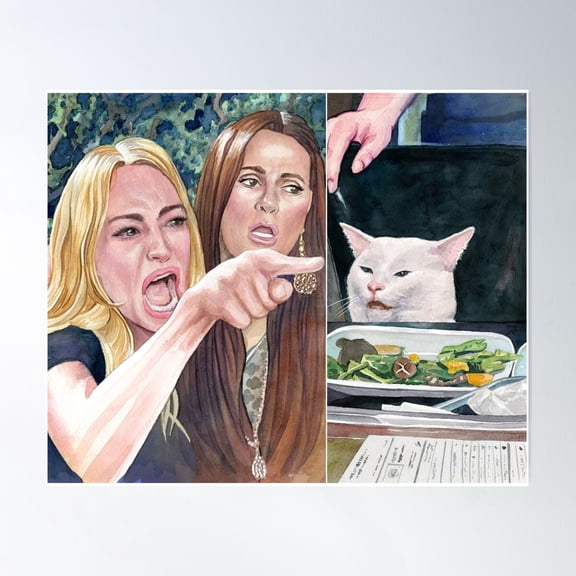 Angry Woman Yelling At A Cat-6 Poster Wall Art, Modern Wall Decor For Living Room Bedroom, 24x36 UNFRAMED