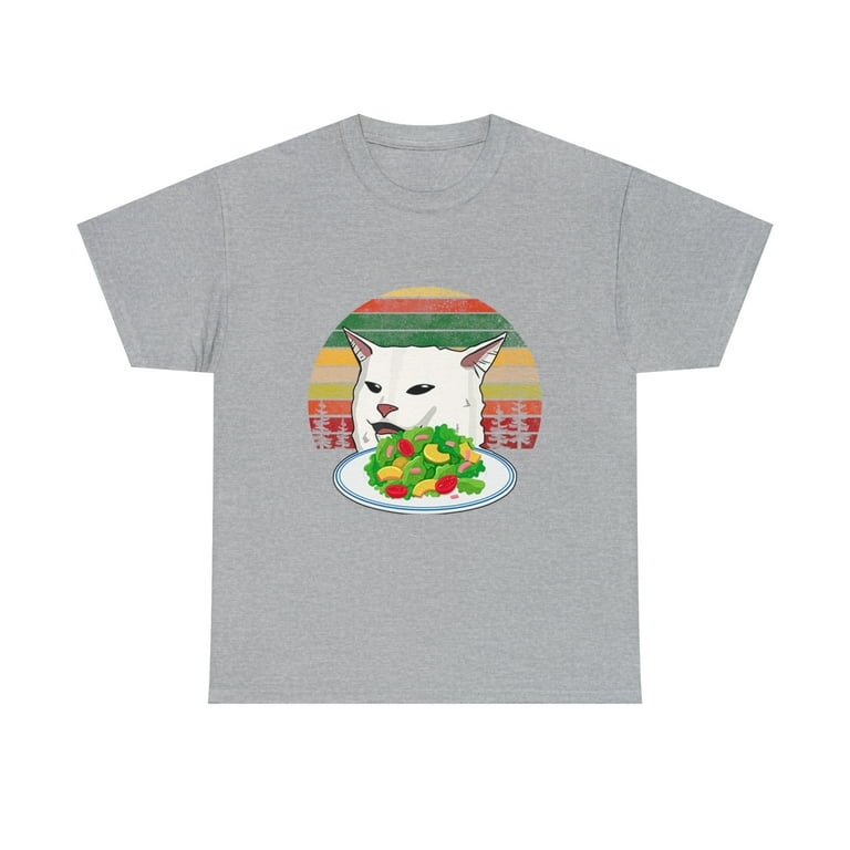 Angry Women Yelling At Confused Cat At Dinner Table Meme T-Shirt