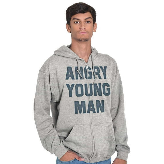 Angry Young Man Funny Teen Adolescent Men's Big & Tall Graphic Zip Up Hoodie Brisco Brands 3X