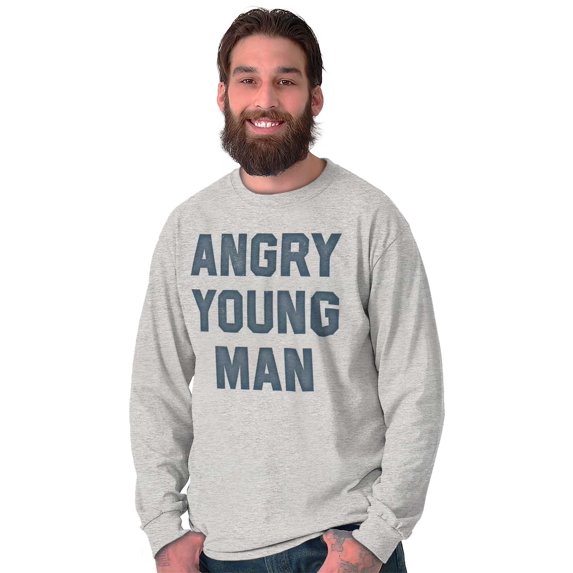 Angry Young Man Funny Teen Adolescent Men's Big & Tall Long Sleeve Graphic Tee Brisco Brands 2X