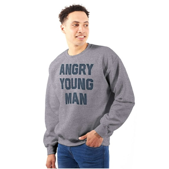 Angry Young Man Funny Teen Adolescent Men's Crewneck Sweatshirt Brisco Brands L