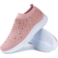 thumbnail image 1 of AngryMonkey Women's Rhinestones Mesh Sport Slip-on Shoes,anti slip Good Arch Breathable Lightweight Casual Sock Sneaker Nurse Shoes, 1 of 15