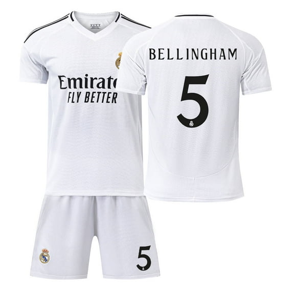 Angsen 2024-2025 Season Soccer Jerseys for Kids Boys & Girls Number # 5 Bellingham Printed Jersey Soccer Youth Practice Outfits Football Training Uniforms