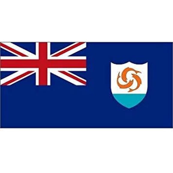 Anguilla 2x3ft Nylon Flag With Indoor Pole Hem And Fringe