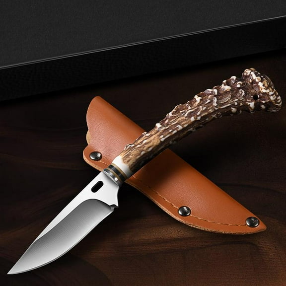 Angular Mimic Design Kitchen Outdoor Pocket Knife with Gift Box, Selected Stainless Steel Fixed Blade Knife with Hanging Hole Design, Easy to Carry and Clean.
