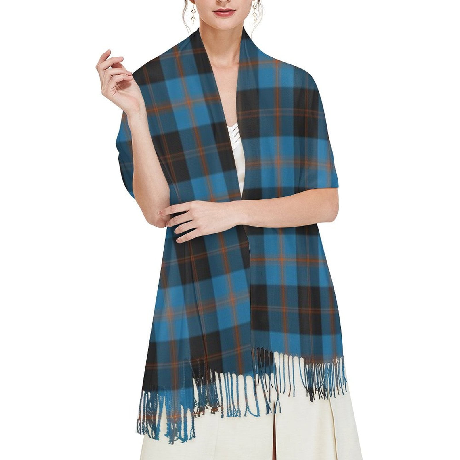 小物 DEPT / CRAZY CHECK LONG SCARF JAYLEY Oversized Checkered Cashmere Scarf with Tassels