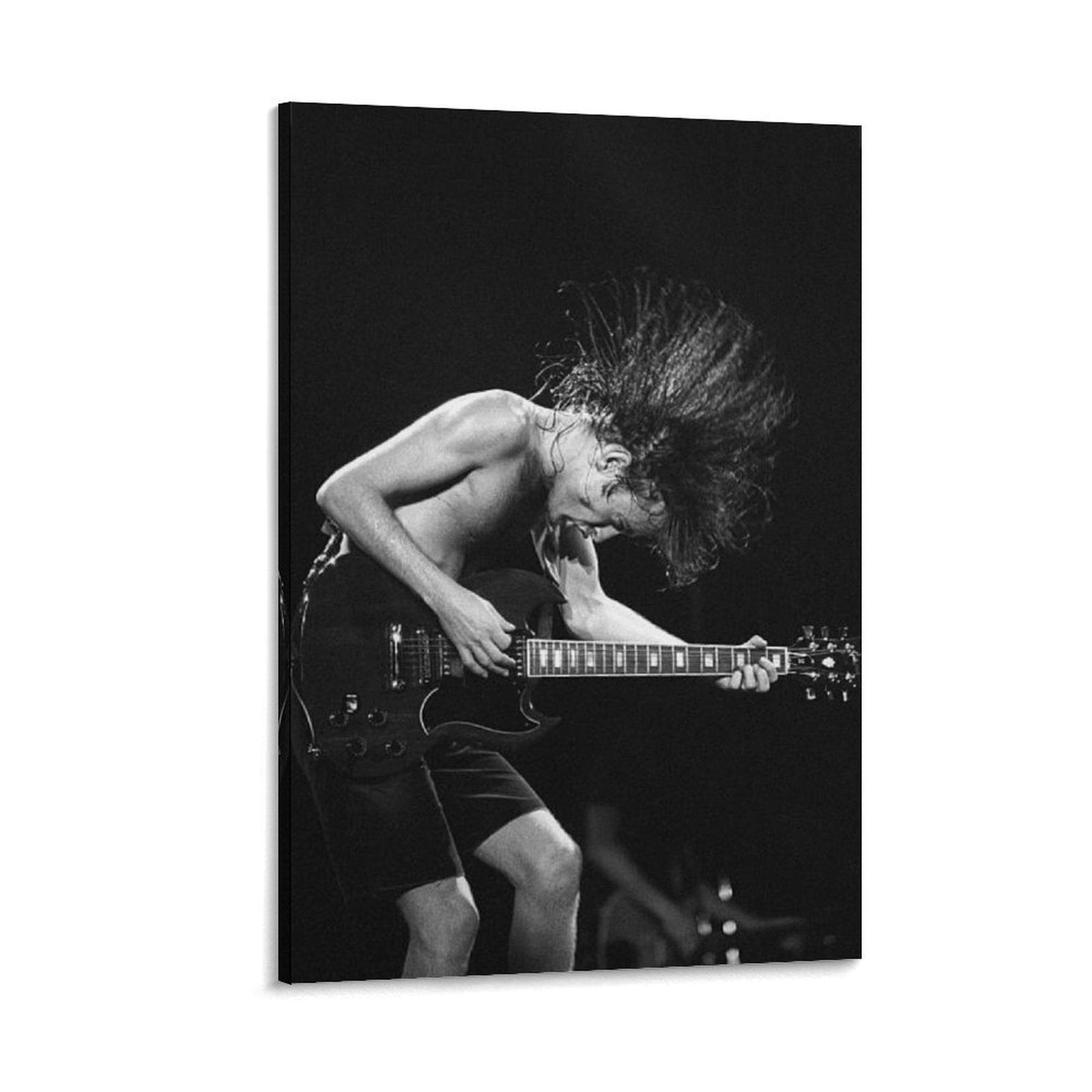 Poster Rocker Angus Young Rocker Black And White Retro Art Posters (1) Canvas Wall ...