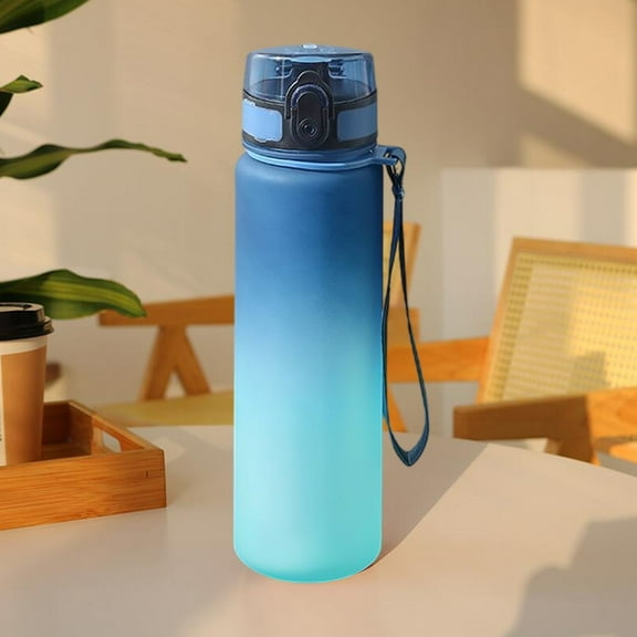 Anhility 1000ML Large Capacity Water Bottle Summer Portable Gradient Leak Proof Lightweight High Temperature Resistance Plastic Gym Bottle for Fitness Sports School & Outdoors