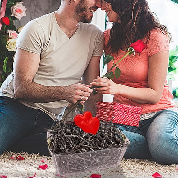 Anhility 100g Valentine's Day Grass, Multicolor Recyclable Paper Grass, Shred Raffia Crinkle Cut for Valentine's Day, Basket Stuffer Filler, Holiday Party Bag Decor Favors, Gift Wrapping