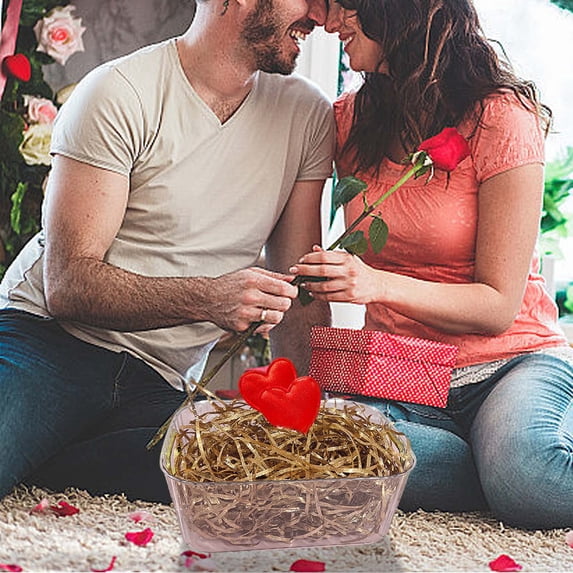 Anhility 100g Valentine's Day Grass, Multicolor Recyclable Paper Grass, Shred Raffia Crinkle Cut for Valentine's Day, Basket Stuffer Filler, Holiday Party Bag Decor Favors, Gift Wrapping