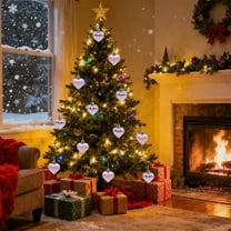 Anhility 12Pcs Christmas Heart Shaped Ornaments Heart Tree Ornaments Hanging Hearts Pendant for Christmas Wedding Anniversary Hanging Decorations (Pink)