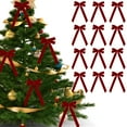 thumbnail image 1 of Anhility 12Pcs Velvet Ribbon Bows for Christmas Tree, Vintage Rustic Craft Bows Ornaments for Garland Wreath Gift Wrapping Candy Bags Party DIY Decorations (Watermelon Red, 10.24" x5.12"), 1 of 6