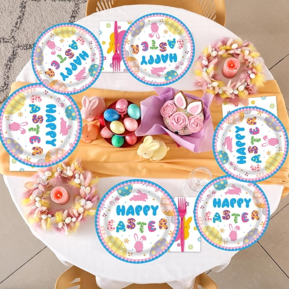 Anhility 16Pcs Easter Party Supplies Easter Party Decoration Disposable 9" Paper Plates for Easter Spring Holiday Party Decoration