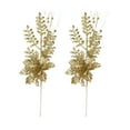 thumbnail image 1 of Anhility 2Pcs Christmas Glitter Poinsettia Flowers, 16.93" Artificial Poinsettia Flowers with Long Stems Christmas Tree Hanging Ornaments for DIY Xmas Wreath Crafts Gifts Holiday Home (Gold), 1 of 4
