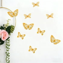 Anhility 3D Butterfly Wall Decor, 12Pcs Gold Butterfly Decorations for Birthday & Party Celebrations, Removable Stickers