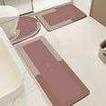 thumbnail image 1 of Anhility 3Pcs Bath Mat Non Slip Quick Dry Rug Sets Quick Dry Thin Bathroom Rugs Fit Under Door Washable Bathroom Floor Mats for in Front of Bathtub, Shower Room, Sink, Pink, 1 of 6