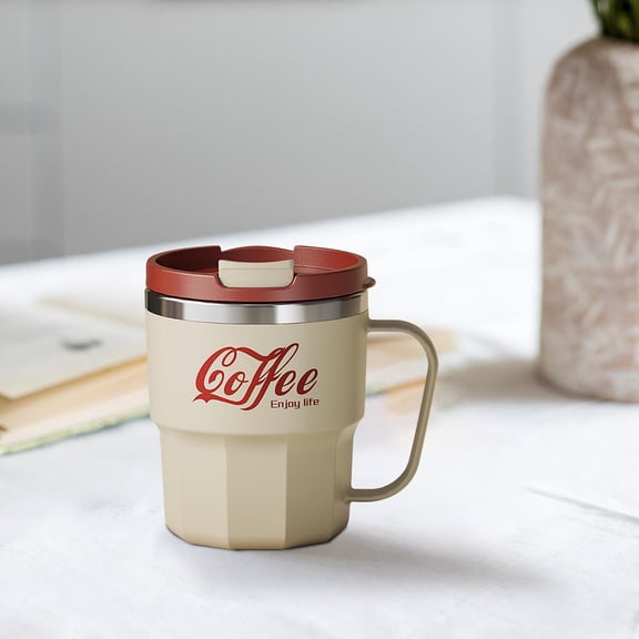 Anhility 400ML Stainless Steel Coffee Mug, Practical Double-layer Insulated Travel Mug for Home & Office Use, Holiday Birthday Gifts for Men and WomenWhite