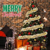 Anhility 78.74in Christmas Tinsel Garland Decor Glitter Metallic Twist Garland Wedding Summer Carnival Birthday Party Indoor Outdoor Christmas Tree Hanging Decor, Gold