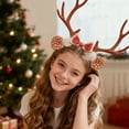 thumbnail image 1 of Anhility Antler Headband Brown Christmas Reindeer Hairband Deer Horn Hair Hoop Elk Ears Holiday Headpiece Cute Women Headdress Accessories for Party Indoor Outdoor, 1 of 6