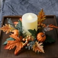 thumbnail image 1 of Anhility Artificial Candle Rings Fall Candle Holders Small Candle Wreath Rings Maple Leaves and Sunflower Candle Rings Small Wreaths, 2.95 inch Center for Thanksgiving Pillar Candle, 1 of 7