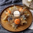 thumbnail image 1 of Anhility Artificial Candle Rings Fall Candle Holders Small Candle Wreath Rings Maple Leaves and Sunflower Candle Rings Small Wreaths, 2.95 inch Center for Thanksgiving Pillar Candle, 1 of 6