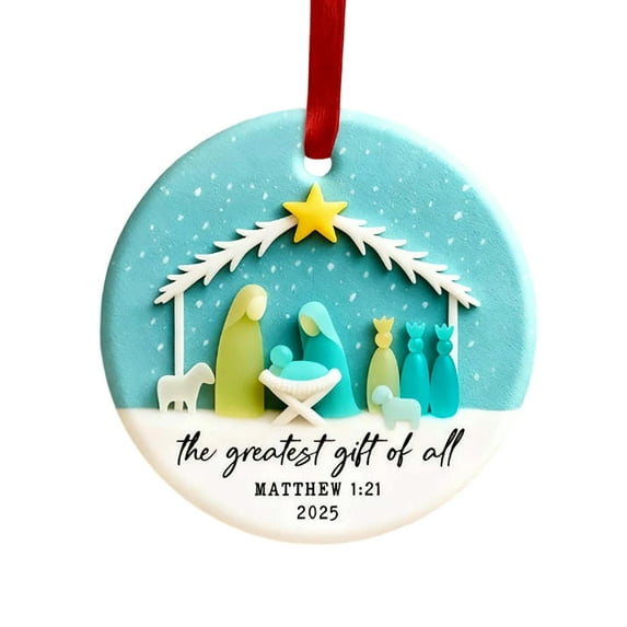 Anhility The Birth Of Jesuss Christmas Ornament, Nativity Christmas Tree Decor Ornaments, Family Christmas Ornaments, Christian Xmas Ornament Gift for Family Friends, 3.1 Inches