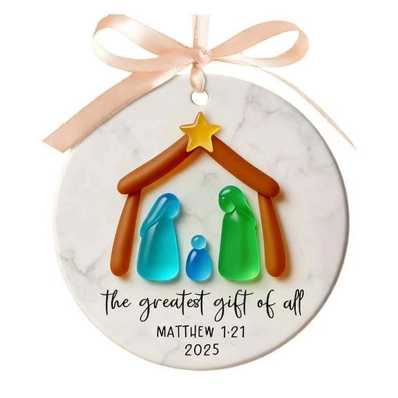 Anhility The Birth Of Jesuss Christmas Ornament, Nativity Christmas Tree Decor Ornaments, Family Christmas Ornaments, Christian Xmas Ornament Gift for Family Friends, 3.1 Inches