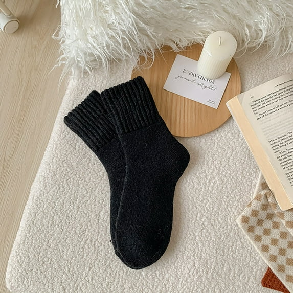 Anhility Boot Socks for Women Winter Casual Solid Color Thick Warm Socks Cozy Crew Socks Christmas Gift for Family or Friends