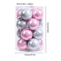 Anhility Christmas Balls Hanging Ornaments, 16Pcs Hanging Balls Decorative Small Tree Hanging Ornaments for Holiday Wreath Party Christmas Tree Decor, 1.6in, Pink