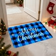 thumbnail image 1 of Anhility Christmas Bath Mat Red Black Plaid White Snowflake Rustic Vintage Farmhouse Winter Holiday Merry Christmas Bathroom Doormat Kitchen Toilet Decor Floor Rug, 16" x24", Blue, 1 of 6