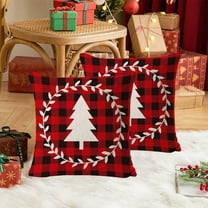 Anhility Christmas Decorative Throw Pillow Covers Farmhouse Soft Square Xmas Tree Reindeer Graphic Throw Pillow Covers for Home Sofa Bedroom Office Car, 18x18 Inch