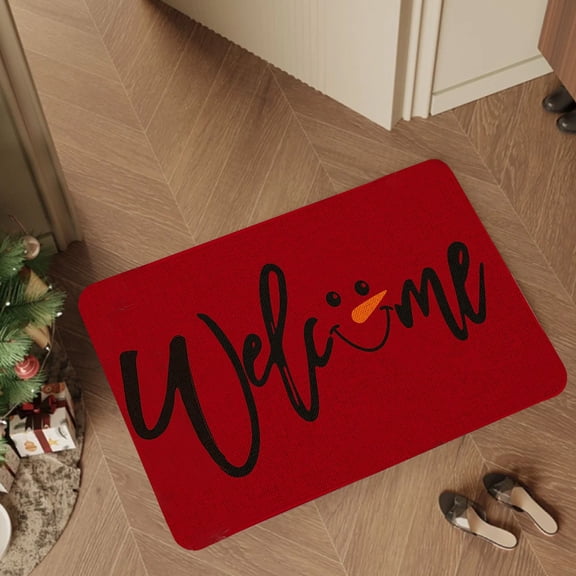Anhility Christmas Doormat, Outdoor & Indoor Merry Christmas Door Mat Outside Holiday Door Mats for Front Door Entrances, 15.75×23.62in, Red