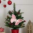 thumbnail image 1 of Anhility Christmas Glitter Butterflies, 8.6x5.1in Artificial Sequin Butterflies with Long Stems Christmas Tree Hanging Ornaments for DIY Xmas Wreath Fireplace Crafts Gifts Holiday Home (Pink), 1 of 6