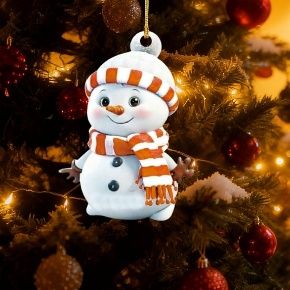 Anhility Christmas Snowman Ornaments, Cute Snowman Acrylic Ornaments, Winter Cartoon Snowmen, Vintage Hanging Decorations for Christmas Tree Mantle Fireplace Decor (3.14")