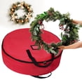 thumbnail image 1 of Anhility Christmas Wreath Storage Bag, 24" Christmas Wreath Storage Container, Practical, Dual Zippered, Waterproof, Protect Wreath Garlands From Dust, Red, 1 of 5