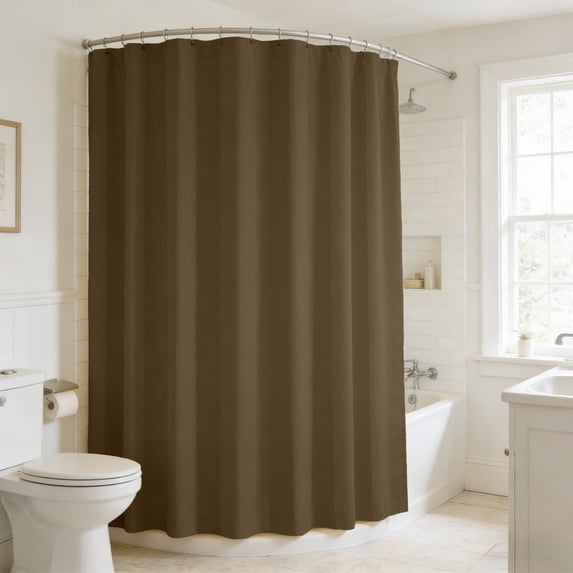 Anhility Coffee Shower Curtain for Bathroom, Fabric Shower Curtain, Soft Cloth & Hotel Spa Quality, Waterproof, Machine Washable Shower Curtain Set with 12 Hooks, 71Wx71L