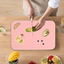 Anhility Cutting Boards for Kitchen, Plastic Double-sided Cutting Board, Thick Chopping Boards with Easy Grip Handle for Meat, Veggies, Fruits, 11.4x7.5in (Pink)
