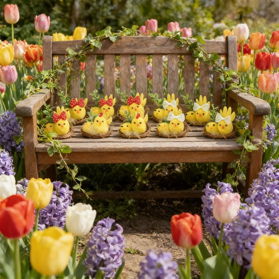 Anhility Easter Mini Chicks Cute Chicks, Small Yellow Soft Fluffy Chicks Plush Chick Decoration for Easter Basket and Easter Eggs Filler