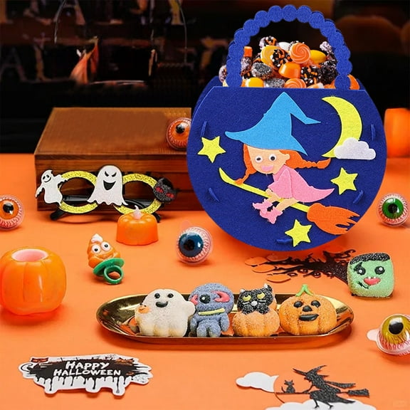 Anhility Halloween Pumpkin Bags Non-woven Resuable Candy Bags Halloween Candy Bags, Halloween Gift Bags for Halloween Party Favor Supplies, 7.09x8.66in