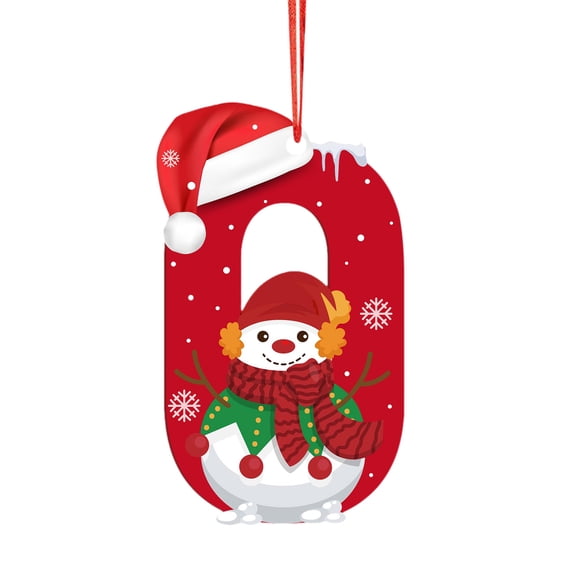 Anhility Initials Christmas Ornaments for Tree 2D Acrylic Personalized Snowman Decorative Monogram Pendants with Santa Hat 26 Letters Christmas Hanging Decorations for DIY Crafts Xmas Home Decor, O