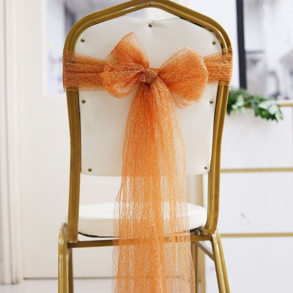 Anhility Lace Chair Bows Christmas Lace Chair Sashes, Large Bow 108.27"x15.74", Elastic Holiday Chairs Sash Decor for Home Wedding Party Banquet Events Banquets Xmas Decoration (Orange)