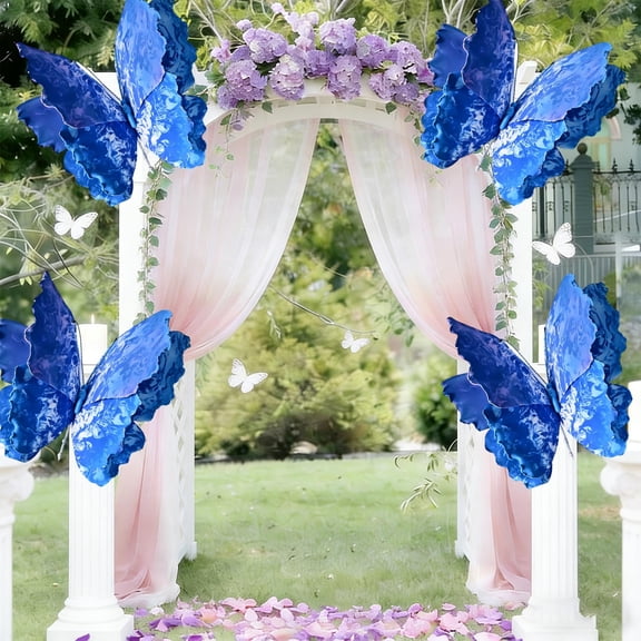 Anhility Large Butterfly Party Decorations 3D Butterfly Wall Decor Multicolor Hanging Butterflies for Birthday Baby Shower Wedding Decor, 12.60x11.81in, Blue