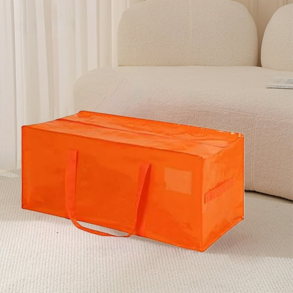 Anhility Large Capacity Moving Bags with Comfortable Handle & Strong Zipper, Plastic Waterproof Storage Totes for Space Saving Moving Storage College Supplies Alternative to Moving Box, Orange