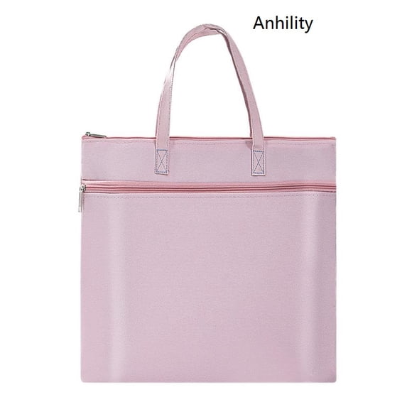 Anhility Large Zipper Pouch with Handle, A4 Foldable Lightweight Waterproof Document Storage Bag, File Organizer for Office Travel School Books Papers Filing Folder, 13.19x9.65in