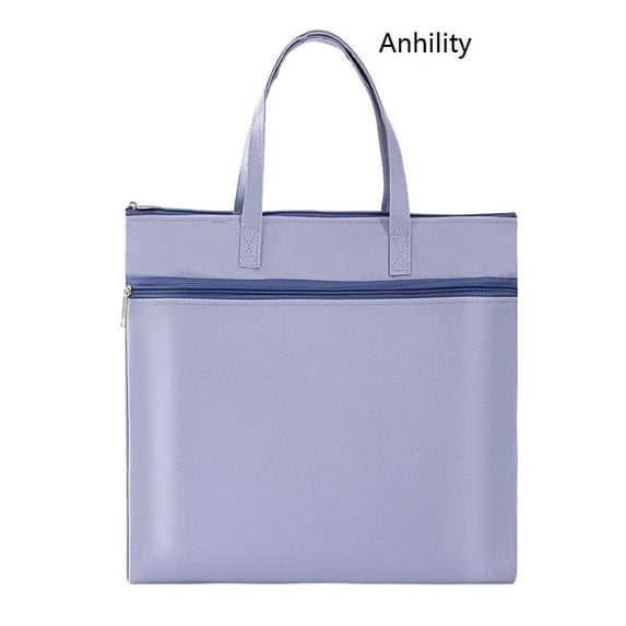 Anhility Large Zipper Pouch with Handle, A4 Foldable Lightweight Waterproof Document Storage Bag, File Organizer for Office Travel School Books Papers Filing Folder, 13.19x9.65in