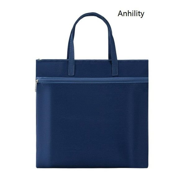 Anhility Large Zipper Pouch with Handle, A4 Foldable Lightweight Waterproof Document Storage Bag, File Organizer for Office Travel School Books Papers Filing Folder, 13.19x9.65in