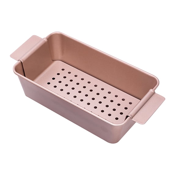 Anhility Meatloaf Pan with Drain Tray, Loaf Pan with Perforated Insert for Healthier Cooking, Easy-Lift Design, Even Heating Nonstick Bakeware for Meatloaf, Bread & Casseroles, Rose Gold